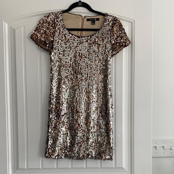 Express Gold Sequin Mini Dress - Picture 1 of 1